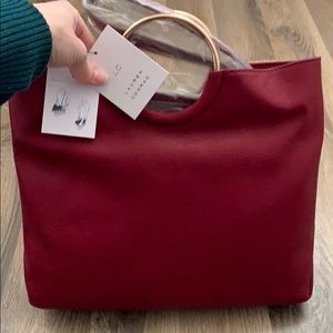 Lauren Conrad Red Purse Gold Handle NEW